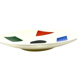 Hand Made Unmarked Mid Century Modern Geometric Designs Shallow Dish Colorful